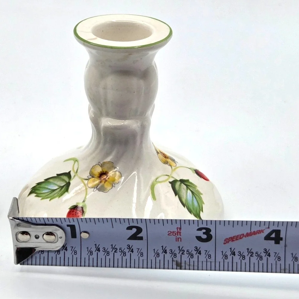 James Kent Old Foley Strawberry Candle Holders Pair From England VINTAGE